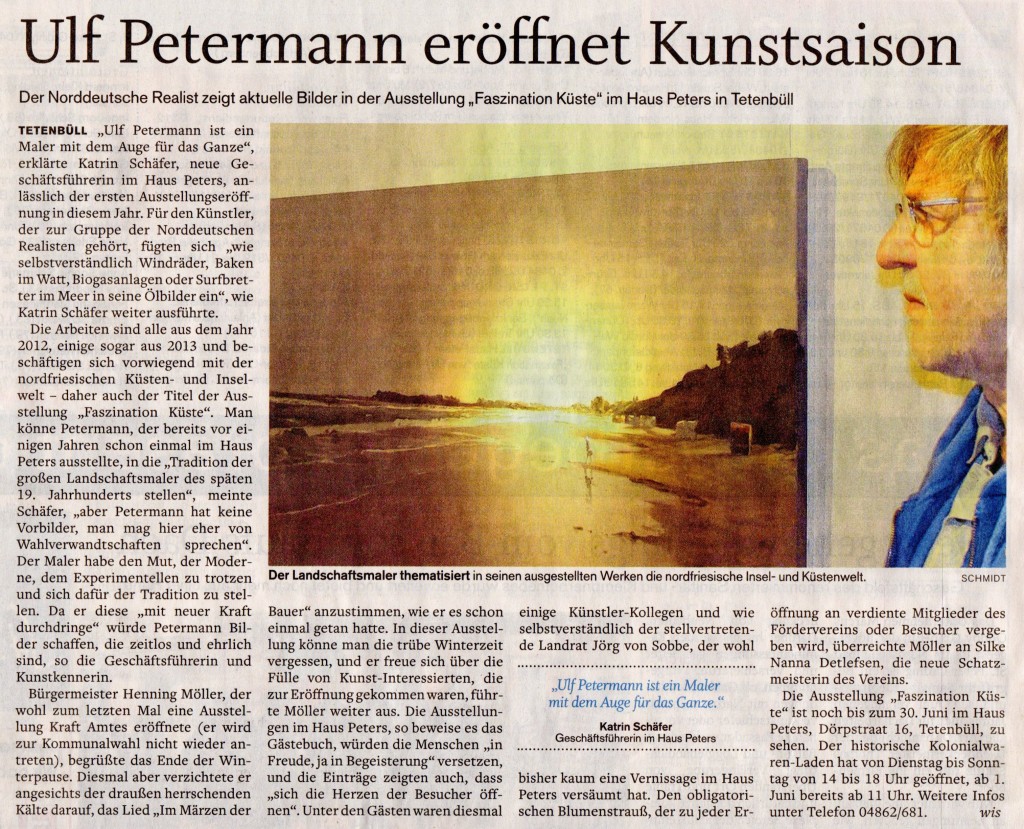 Husumer Nachrichten, Petermann, Haus Peters, Ausstellung, Faszination Küste