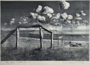 Wolfgang Werkmeister Grosse Wattlandschaft Radierung
